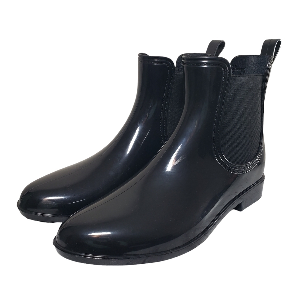 INC International Concepts Raelyn Black Pull On Ankle Rain Boots Sz 11M
